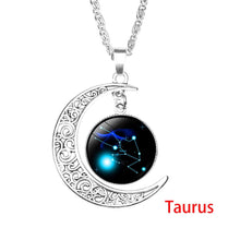 Load image into Gallery viewer, 12 Zodiac Sign Moon Pendant Necklace
