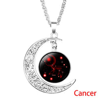 Load image into Gallery viewer, 12 Zodiac Sign Moon Pendant Necklace
