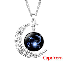 Load image into Gallery viewer, 12 Zodiac Sign Moon Pendant Necklace
