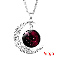 Load image into Gallery viewer, 12 Zodiac Sign Moon Pendant Necklace
