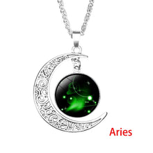 Load image into Gallery viewer, 12 Zodiac Sign Moon Pendant Necklace
