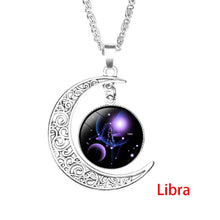 Load image into Gallery viewer, 12 Zodiac Sign Moon Pendant Necklace

